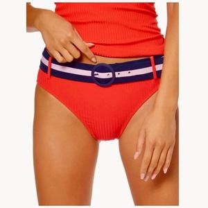NWOT Jessica Simpson Belted Red Bikini Bottoms, S
